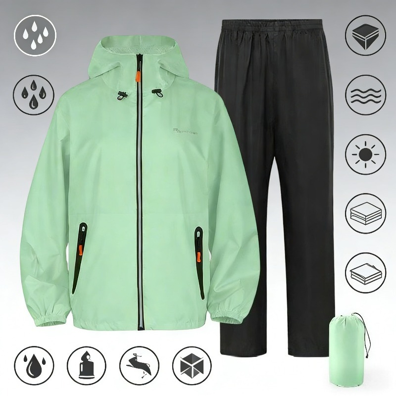 طقم بدلة مطر مقاومة للماء كامل - مراجعة Fishing Rain Suit وسعره